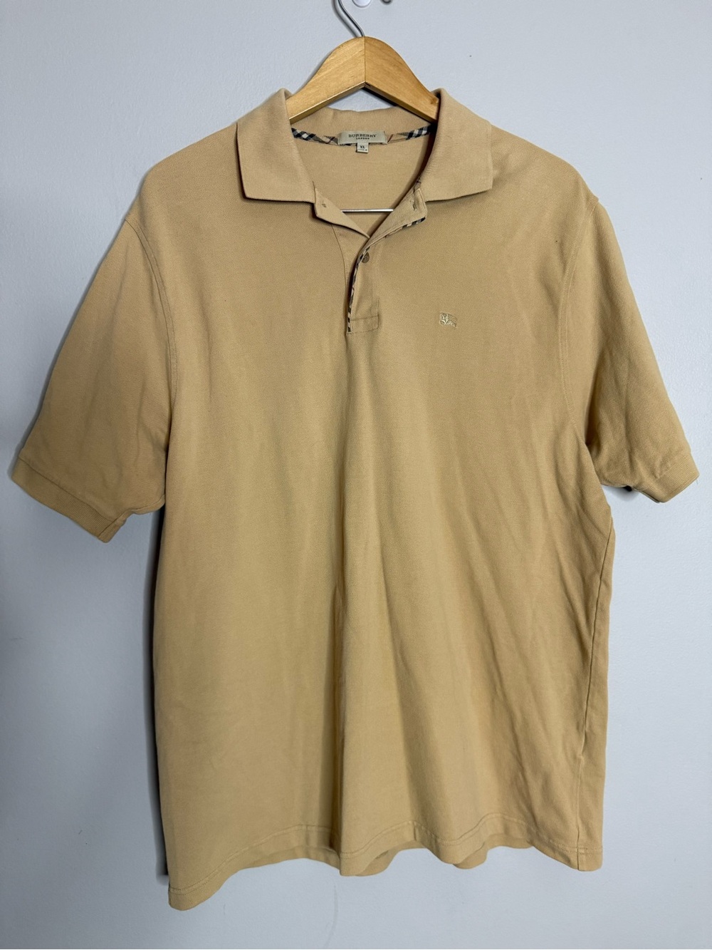 Burberry Men's XL Tan Polo Shirt - Classic Short Sleeve